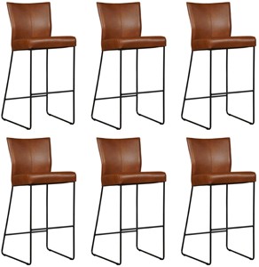 SHOPX HUISCOLLECTIE Set van 6 Leren barkrukken Mate hoog - Echt leer, Industrieel, Comfortabel en kies uit meer dan 150+ kleuren - Ontdek de Vele Leersoorten en Kleuren bij ShopX