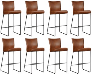 SHOPX HUISCOLLECTIE Set van 8 Leren barkrukken Mate hoog - Echt leer, Industrieel, Comfortabel en kies uit meer dan 150+ kleuren - Ontdek de Vele Leersoorten en Kleuren bij ShopX