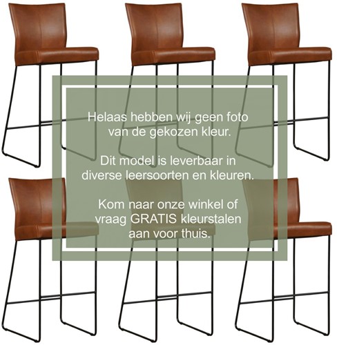 Leren barkruk Mate hoog - set van 6 krukken - Toledo Leer Lemon