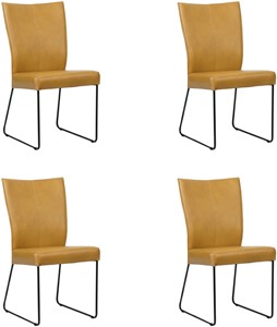 Set van 4 Cognac leren industriële eetkamerstoelen Mate - Granada leer Amber (cognac leer)