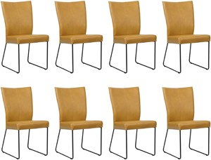 Set van 8 Cognac leren industriële eetkamerstoelen Mate - Granada leer Amber (cognac leer)
