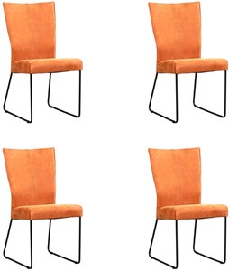 Leren stock eetkamerstoel mate, oranje leer, oranje keukenstoelen