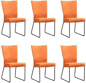 Leren eetkamerstoel mate, oranje leer, oranje keukenstoelen