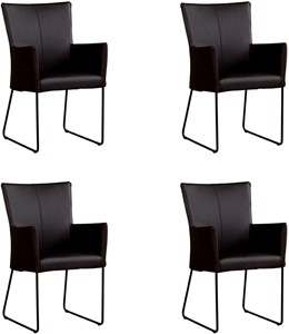 Set van 4 Donkerbruine leren industriële eetkamerstoelen Mate - Rancho Leer Moro (donkerbruin leer)