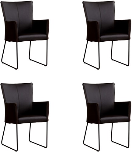 Leren eetkamerstoel Mate - met armleuning - set van 4 stoelen - Rancho Leer Moro