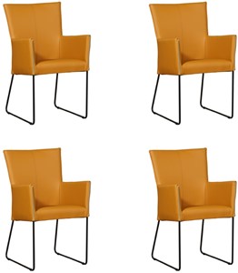 Set van 4 Gele leren industriële eetkamerstoelen Mate - Toledo Leer Leem (geel leer)