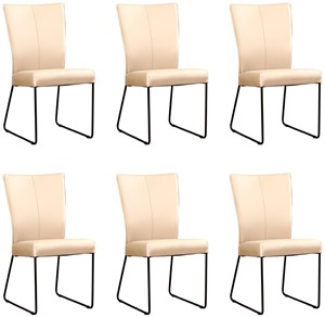 Set van 6 Taupe leren industriële eetkamerstoelen Mate - Toledo Leer Mastic (taupe leer)