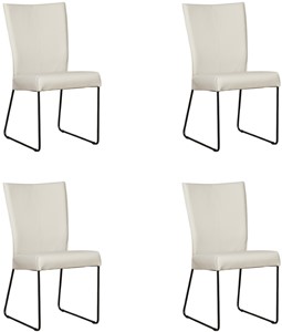 Leren eetkamerstoel mate, crème leer, crème keukenstoelen