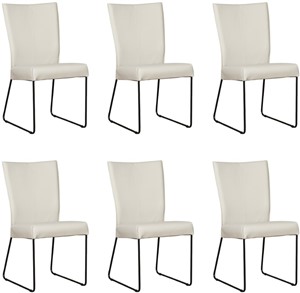 Leren eetkamerstoel mate, crème leer, crème keukenstoelen