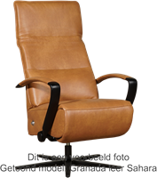 Leren relaxfauteuil Matrix - Elektrisch - Toledo Orange (oranje) - Maat, medium - Stervoet mat zwart-1