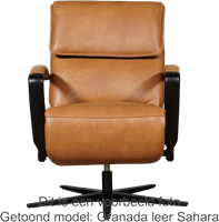 Leren relaxfauteuil Matrix - Elektrisch - Toledo Orange (oranje) - Maat, medium - Stervoet mat zwart-3