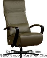 Leren relaxfauteuil Matrix met geintegreerd voetenbank - Rancho Leer Brown - Small - Frame mat zwart - Stervoet mat zwart-1