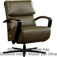 Leren relaxfauteuil Matrix met geintegreerd voetenbank - Rancho Leer Brown - Small - Frame mat zwart - Stervoet mat zwart-2