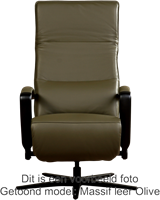 Leren relaxfauteuil Matrix met geintegreerd voetenbank - Rancho Leer Brown - Small - Frame mat zwart - Stervoet mat zwart-3