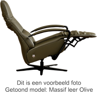 Leren relaxfauteuil Matrix met geintegreerd voetenbank - Rancho Leer Brown - Small - Frame mat zwart - Stervoet mat zwart-6