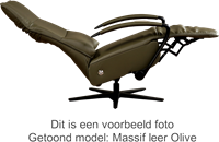 Leren relaxfauteuil Matrix met geintegreerd voetenbank - Rancho Leer Brown - Small - Frame mat zwart - Stervoet mat zwart-7