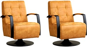 Leren draaifauteuil mind, bruin leer, bruine draaistoel