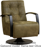 Leren industriële draaifauteuil Mind - Kenia Leer Taupe - Frame zwart - Schotelvoet zwart-1