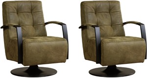 Leren draaifauteuil mind, groen leer, groene draaistoel