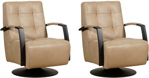 Leren draaifauteuil mind, bruin leer, bruine draaistoel