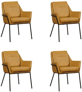 Set van 4 Leren design eetkamerstoelen Mix - Echt leer, Industrieel, Comfortabel en kies uit meer dan 150+ kleuren - Ontdek de Vele Leersoorten en Kleuren bij ShopX