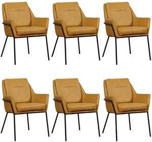 Set van 6 Leren design eetkamerstoelen Mix - Echt leer, Industrieel, Comfortabel en kies uit meer dan 150+ kleuren - Ontdek de Vele Leersoorten en Kleuren bij ShopX