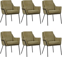 Leren design eetkamerstoel Mix - set van 6 stoelen
