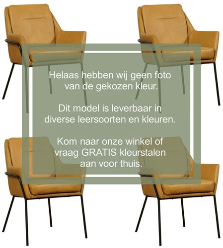 Leren design eetkamerstoel Mix - set van 4 stoelen - Toledo Terra (donkercognac)