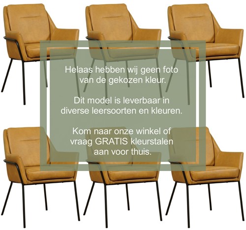 Leren design eetkamerstoel Mix - set van 6 stoelen - Hermes Choco (bruin)