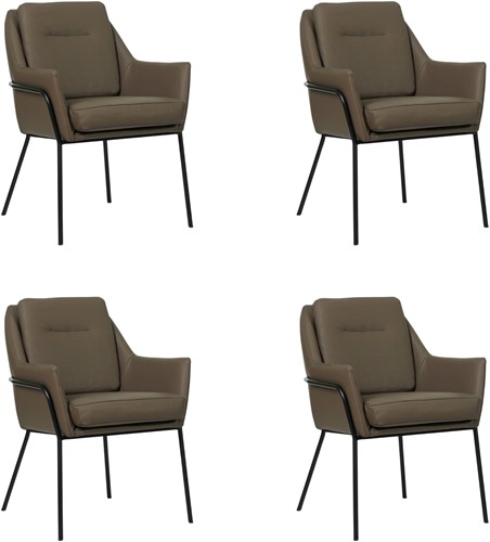 Leren design eetkamerstoel Mix - set van 4 stoelen - Toledo Moss (bruin/groen)