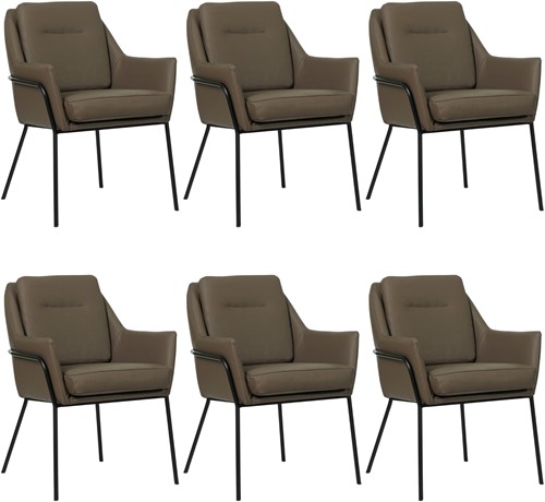 Leren design eetkamerstoel Mix - set van 6 stoelen - Toledo Moss (bruin/groen)