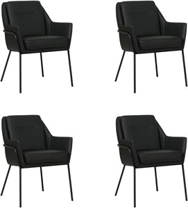 Set van 4 Zwarte leren industriële design eetkamerstoelen Mix - Toledo Leer Nero (zwart leer)