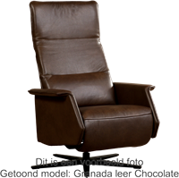 Leren relaxfauteuil Mojo met geintegreerd voetenbank - Toledo Leer Nebbia - Medium - Stervoet mat zwart-1