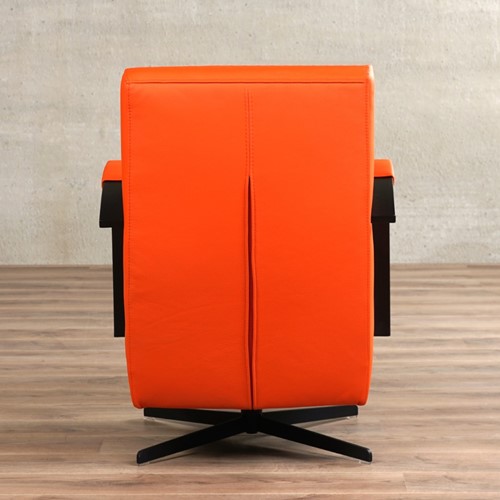 Leren industriële draaifauteuil Mood - Toledo Leer Orange - Frame zwart - Stervoet zwart-3