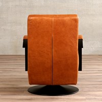 Leren industriële draaifauteuil Mood - Vintage Leer Cognac - Frame zwart - Schotelvoet zwart-3
