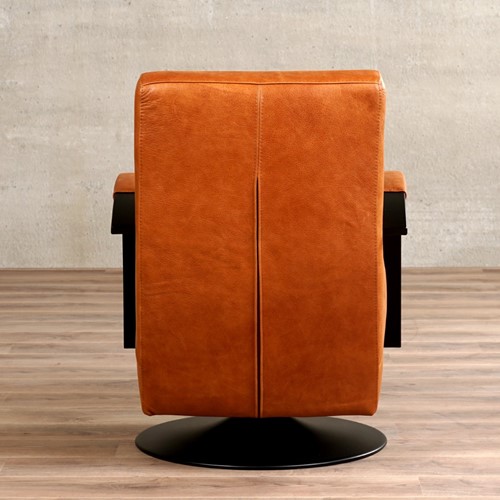 Leren industriële draaifauteuil Mood - Vintage Leer Cognac - Frame zwart - Schotelvoet zwart-3