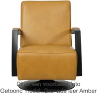 Leren industriële draaifauteuil Mood - Granada leer Moss - Frame zwart - Schotelvoet zwart-2