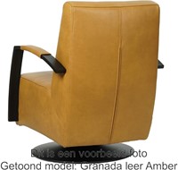 Leren industriële draaifauteuil Mood - Kenia Leer Rost - Frame zwart - Schotelvoet zwart-3