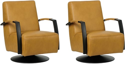 Leren industriële draaifauteuil Mood - set van 2 fauteuils