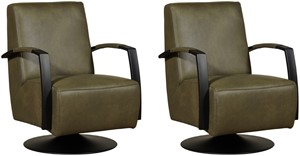 Leren draaifauteuil mood, groen leer, groene draaistoel