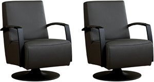 Leren draaifauteuil mood, grijs leer, grijze draaistoel