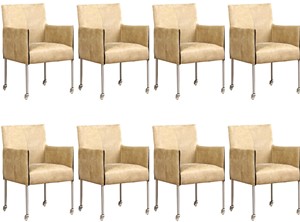 Leren eetkamerstoel more, bruin leer, bruine keukenstoelen