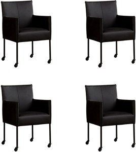 Leren eetkamerstoel more, zwart leer, zwarte keukenstoelen