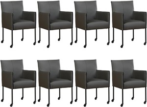 Leren eetkamerstoel more, grijs leer, grijze keukenstoelen