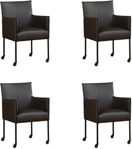 Leren eetkamerstoel more, bruin leer, bruine keukenstoelen