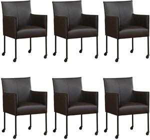 Leren eetkamerstoel more, bruin leer, bruine keukenstoelen