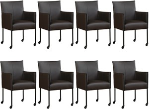 Leren eetkamerstoel more, bruin leer, bruine keukenstoelen
