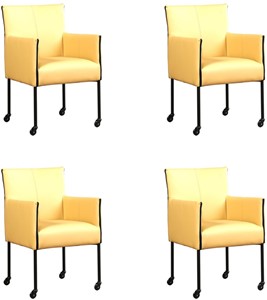 Leren eetkamerstoel more, geel leer, gele keukenstoelen