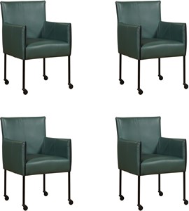 Leren eetkamerstoel more, groen leer, groene keukenstoelen