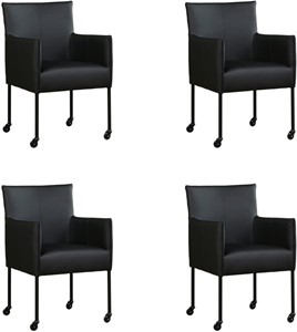 Leren eetkamerstoel more, zwart leer, zwarte keukenstoelen